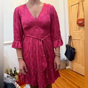 Anthropologie Fuchsia Long Sleeve Dress